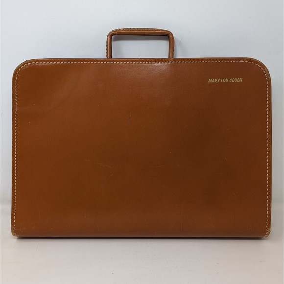 Vintage Hugo Bosca Built Cowhide Zip Briefcase Attaché Case Brown Leather 16x11 - Picture 1 of 16
